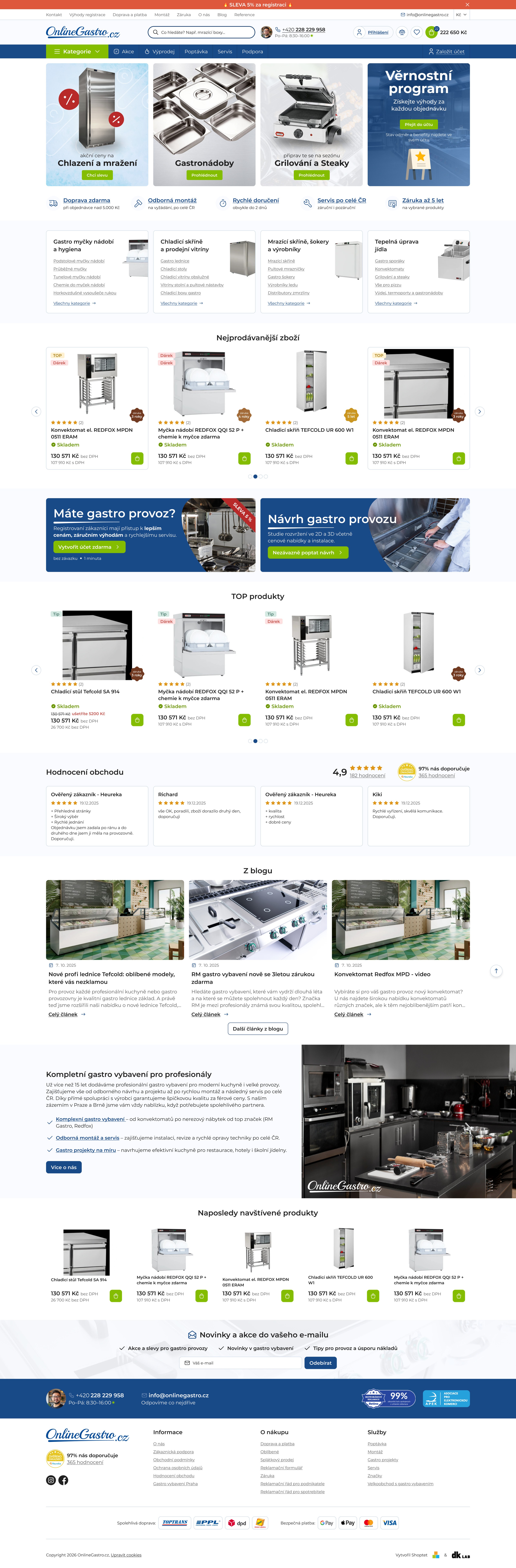 OnlineGastro — desktop, obrazovka 1