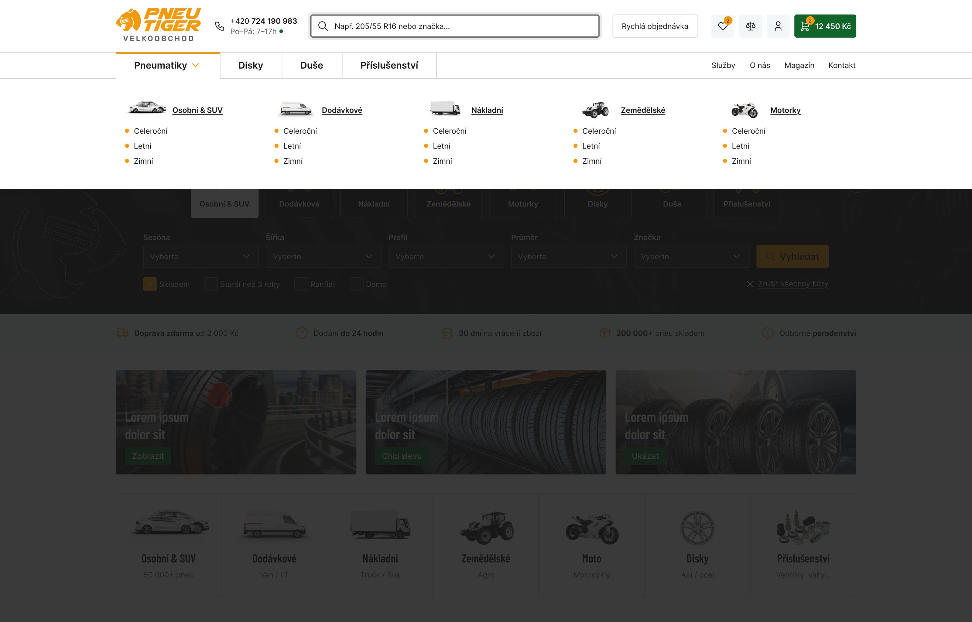 Pneu Tiger — desktop, obrazovka 2