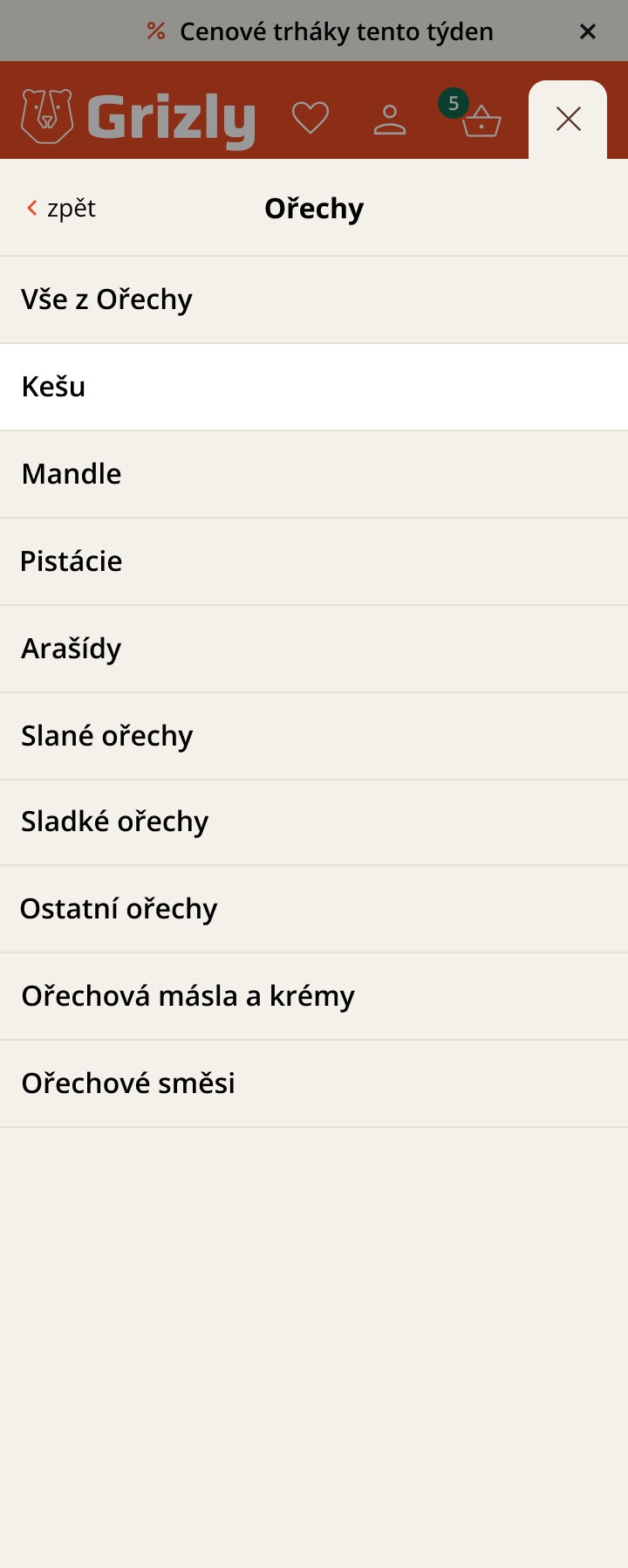 Grizly — mobil, obrazovka 2