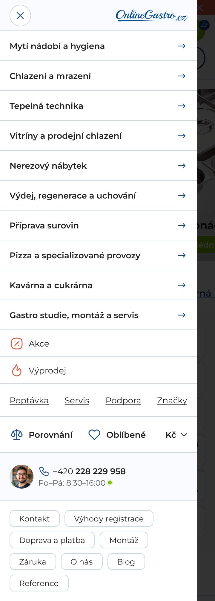 OnlineGastro — mobil, obrazovka 2