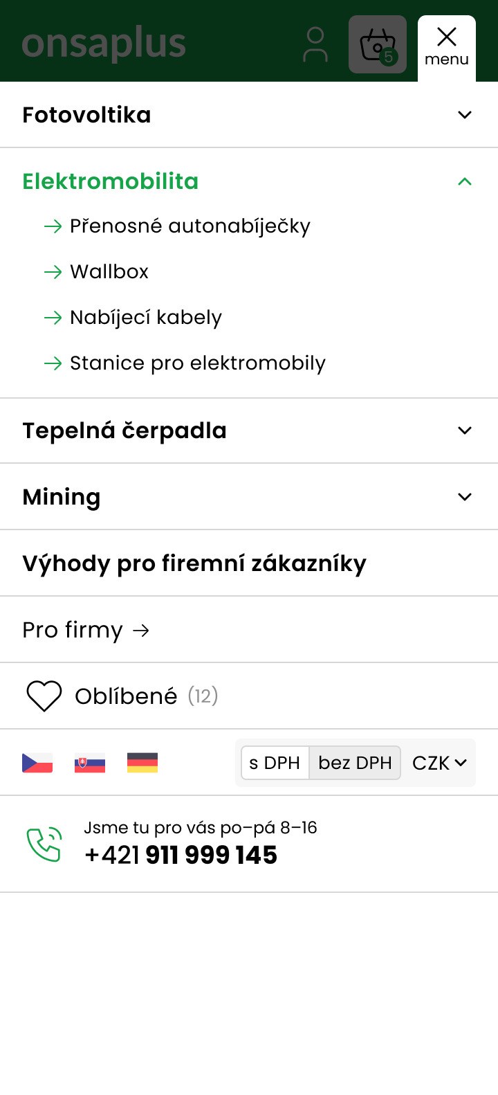 ONSA Plus — mobil, obrazovka 2