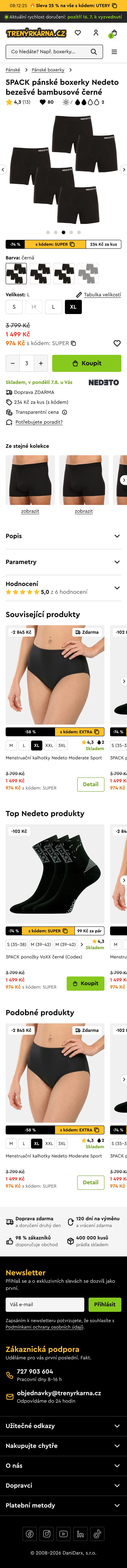 Trenýrkárna.cz — mobil, obrazovka 3
